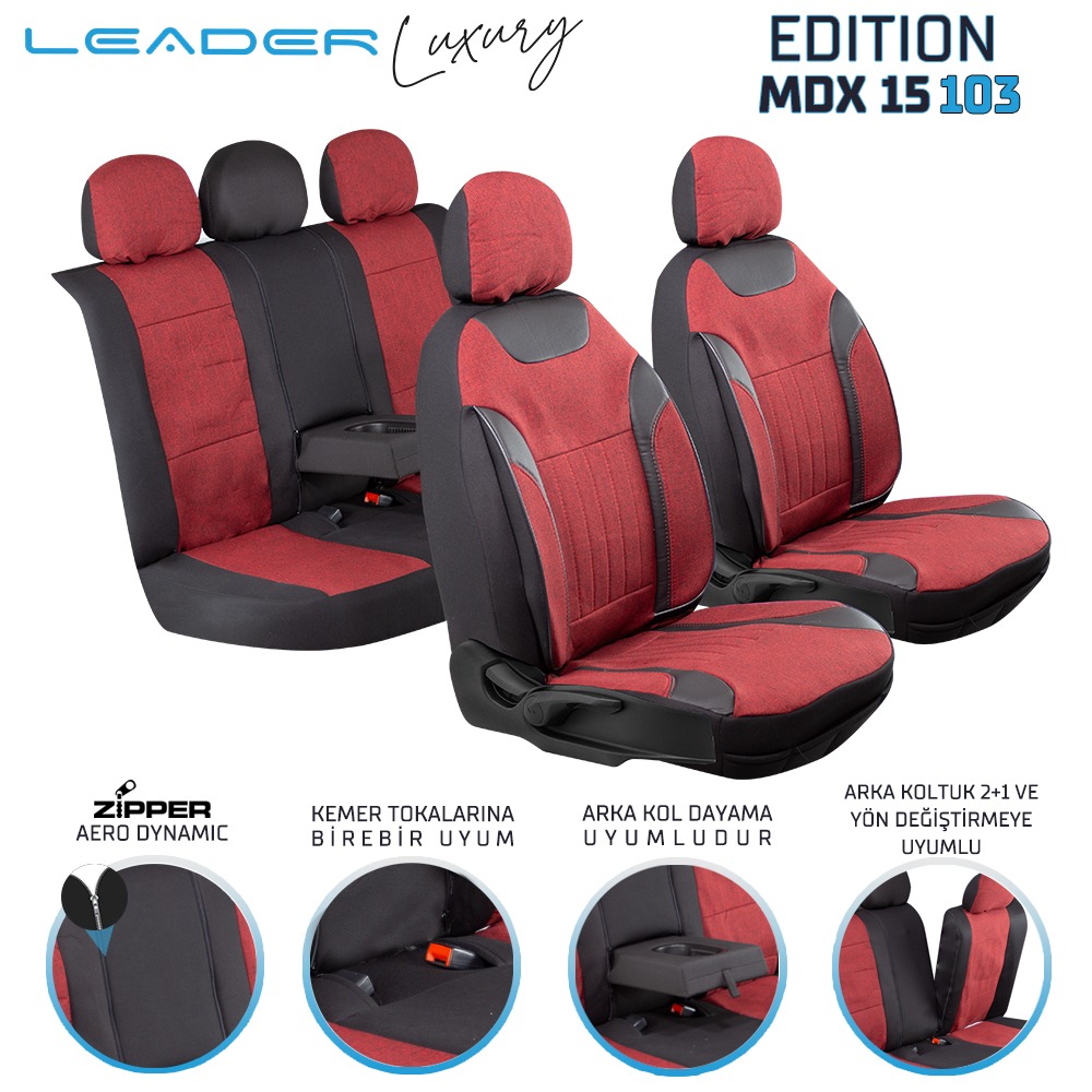Leader Edition / Düz Keten Fermuarlı / Universal Oto Koltuk Kılıfı - Binek - Görsel 6
