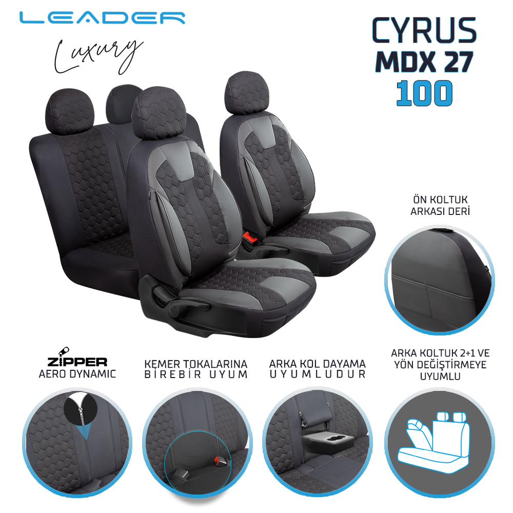Leader Cyrus Fermuarlı / Universal Oto Koltuk Kılıfı / TİCARİ - Ticari - Görsel 4