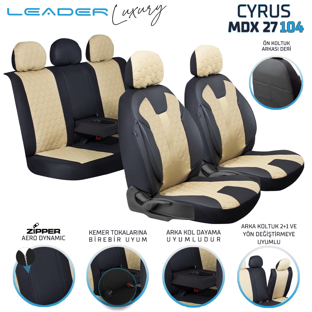 Leader Cyrus Fermuarlı / Universal Oto Koltuk Kılıfı / TİCARİ - Ticari - Görsel 6