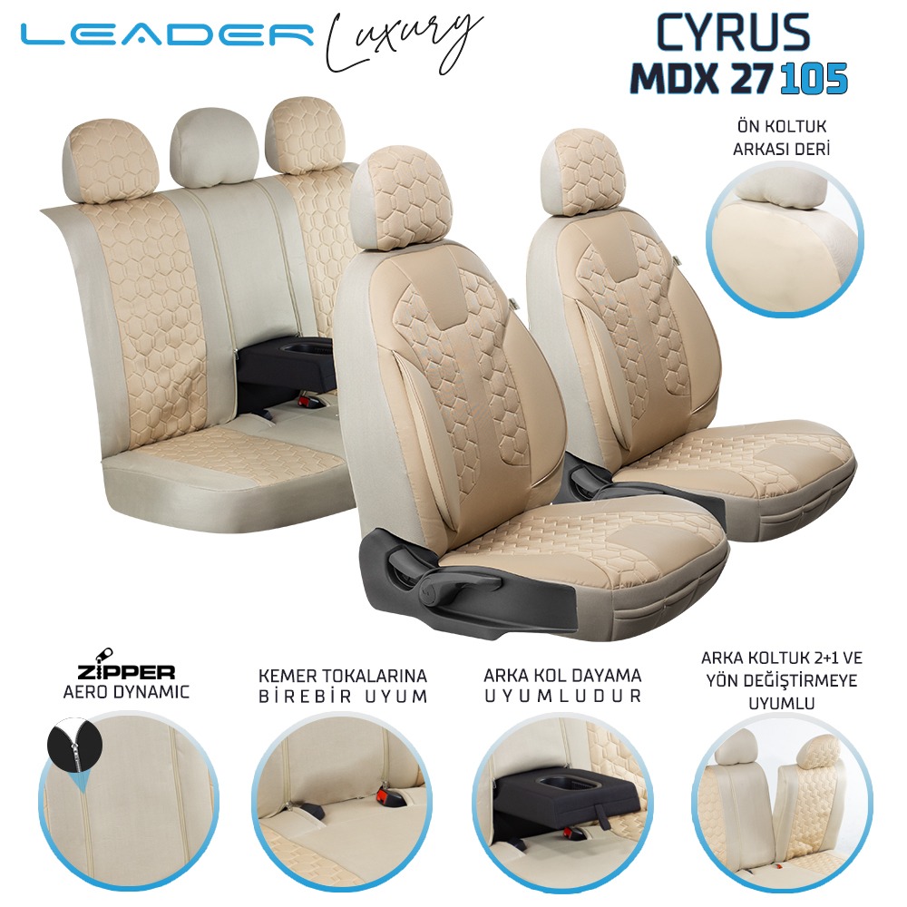 Leader Cyrus Fermuarlı / Universal Oto Koltuk Kılıfı / TİCARİ - Ticari - Görsel 9