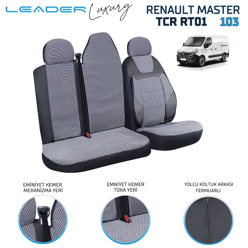 Leader RENAULT MASTER TİCARİ OTO KILIFI SİYAH LEADER 2+1 - Ticari - Görsel 2
