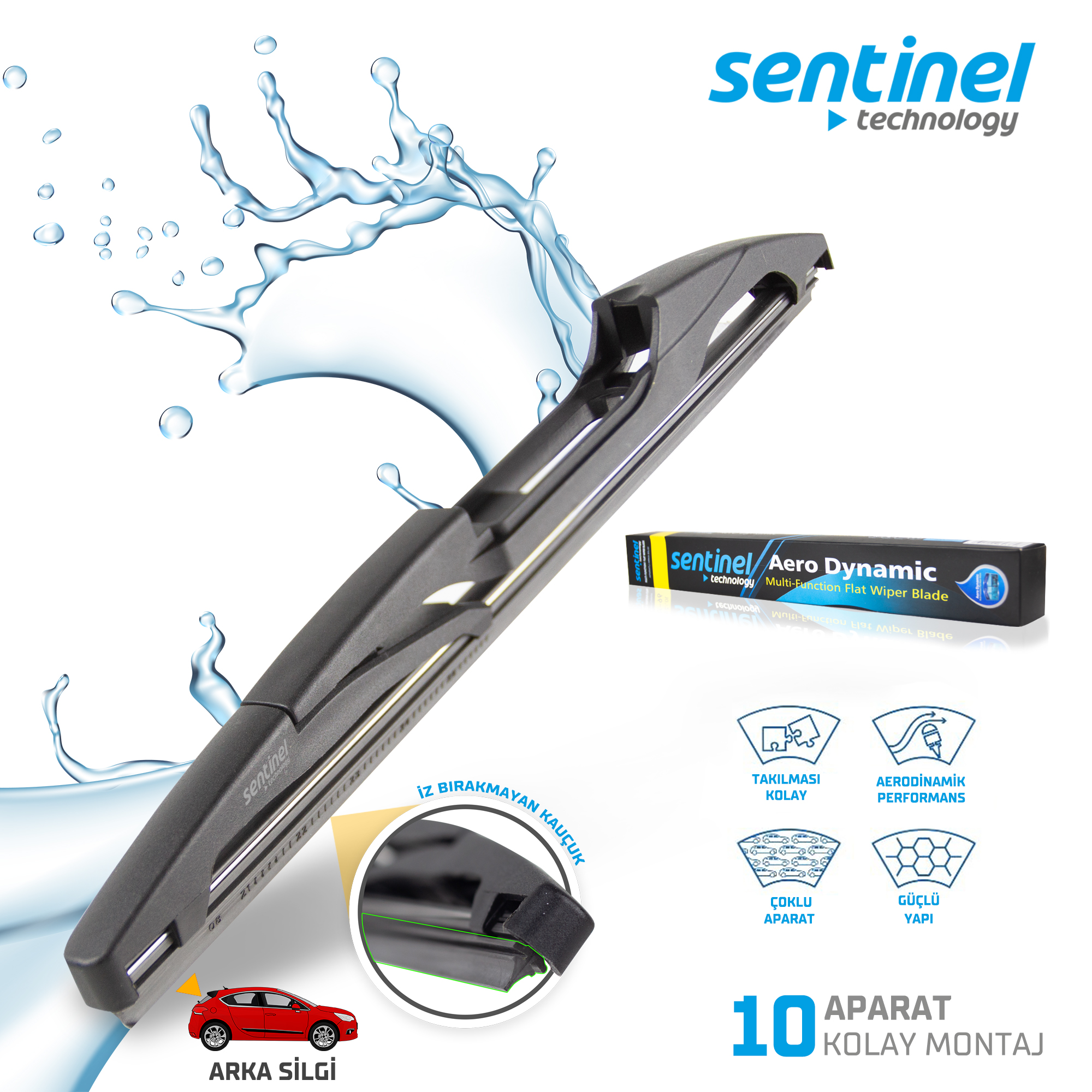 Sentinel Universal Aparatlı Araba Arka Silecek - 275mm / 1 Adet - Arka Silecek