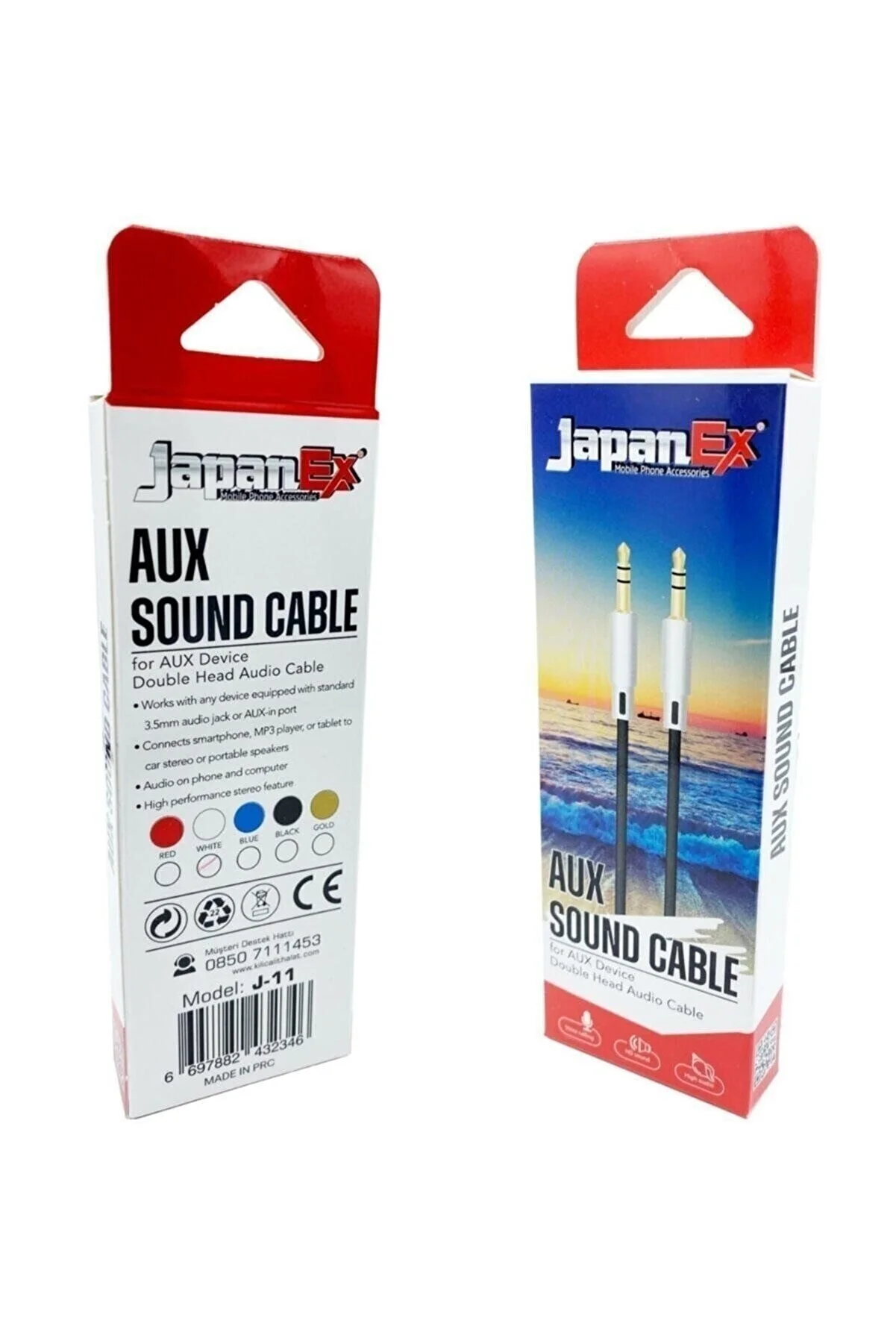 Japanex Aux Kablosu 3.5Mm Örgülü 1 Metre - AUX Kablosu