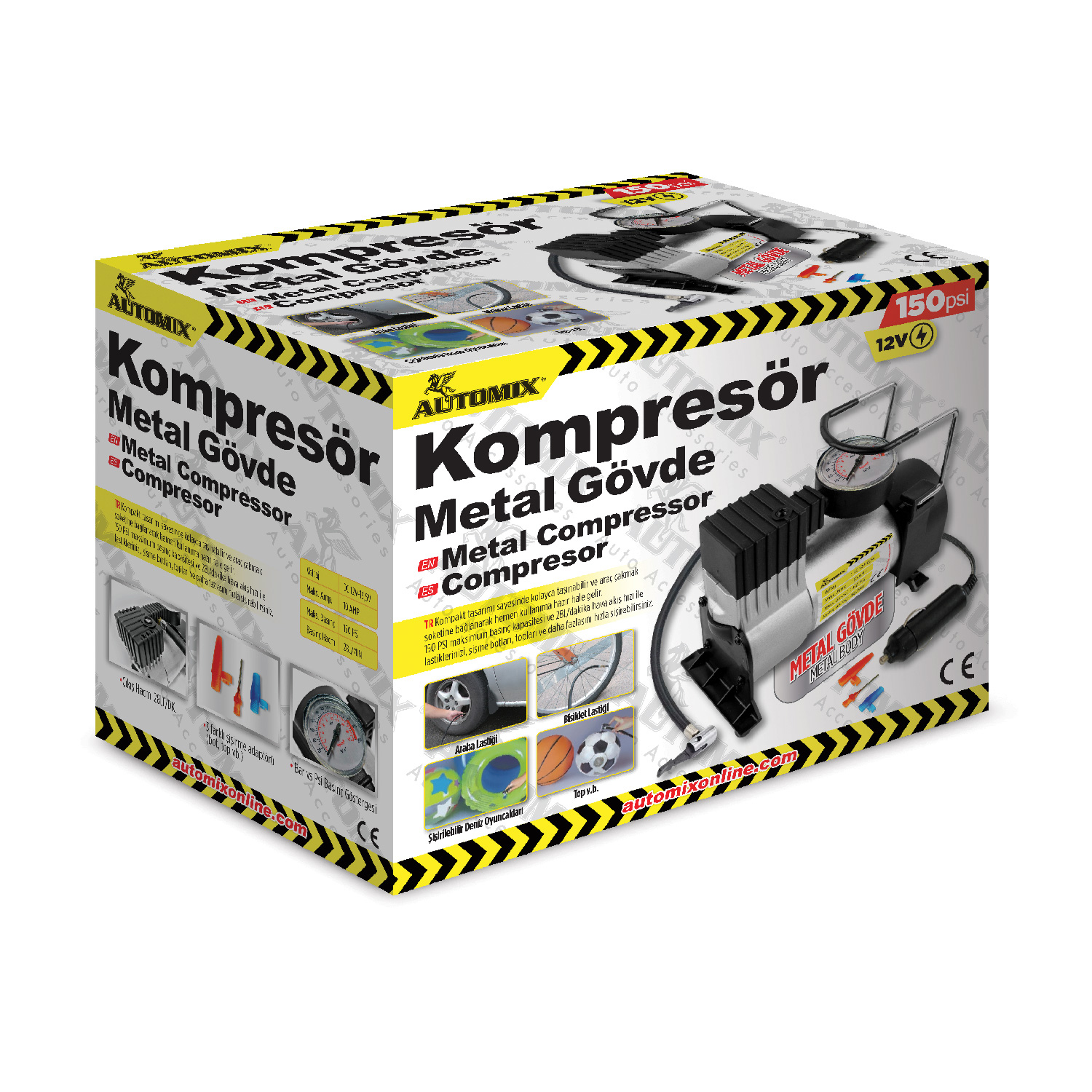 Automix Metal Araç Lastik Hava Kompresörü - Kompresör