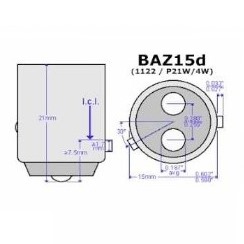 Sentinel P21/4W Baz15D 12V Çift Duy Şaşı Yakın Tırnak Ampul / 1 Adet - Park Ampulü