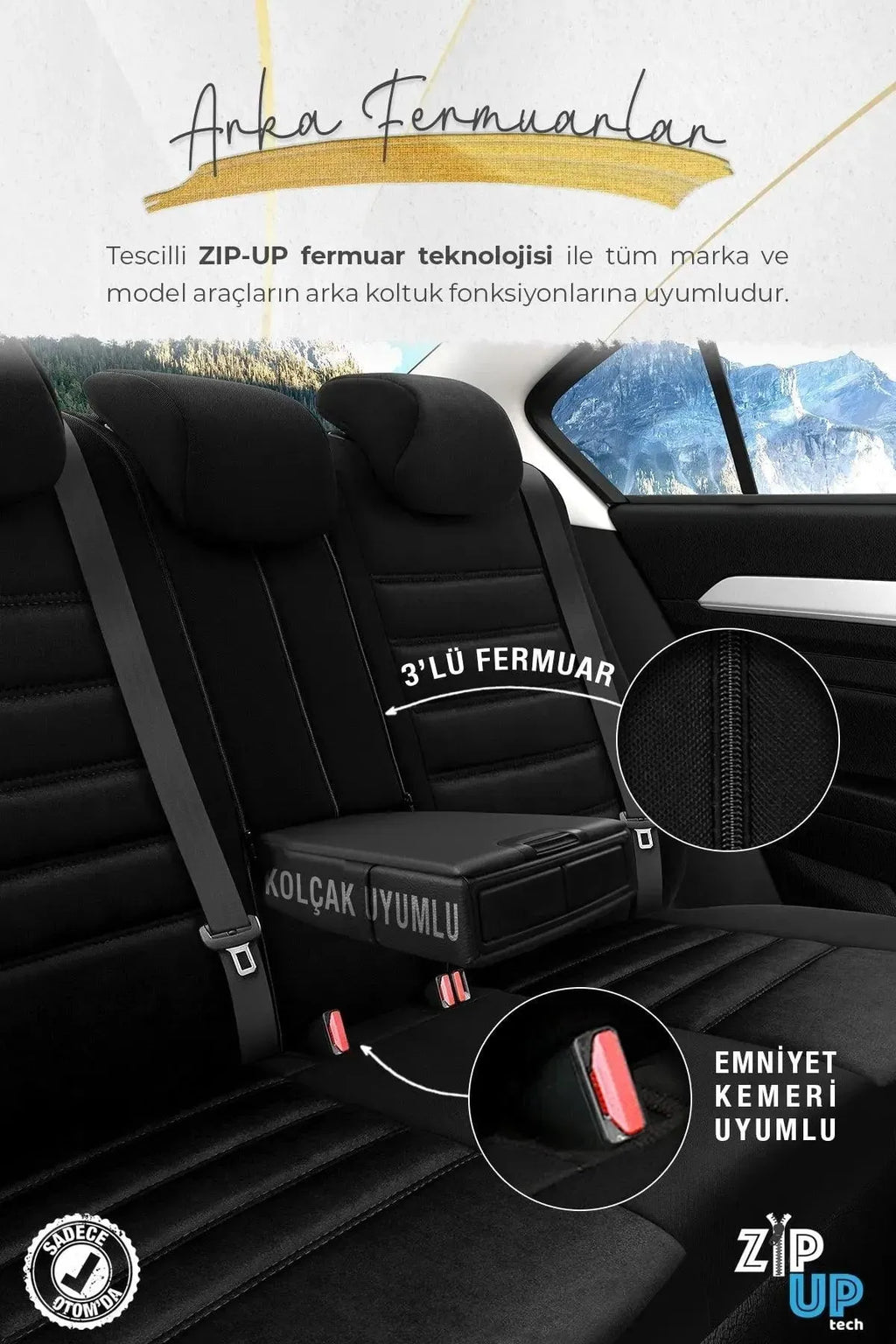 OTOM İconic Tay Tüyü Oto Koltuk Kılıfı - Binek - Görsel 6