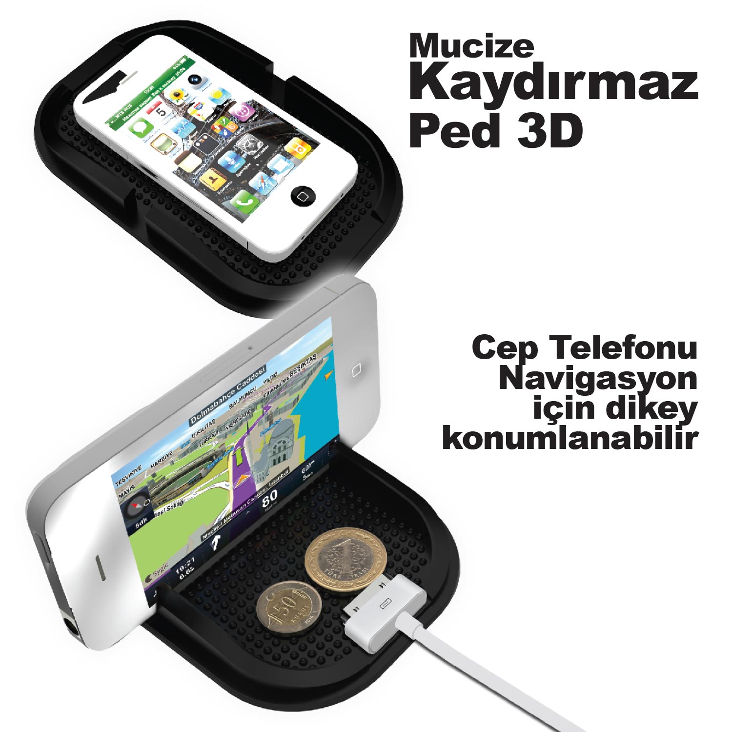Automix Telefon Tutucu 3D Kaydırmaz Havuzlu Ped - Kaydırmaz Ped
