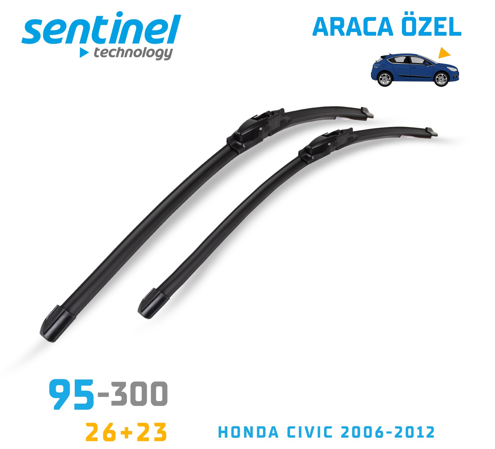 Sentinel ÖN Silecek Takım - Honda Civic 2006-2012 / 650mm 580mm - Araca Özel Ön Silecek TAKIM