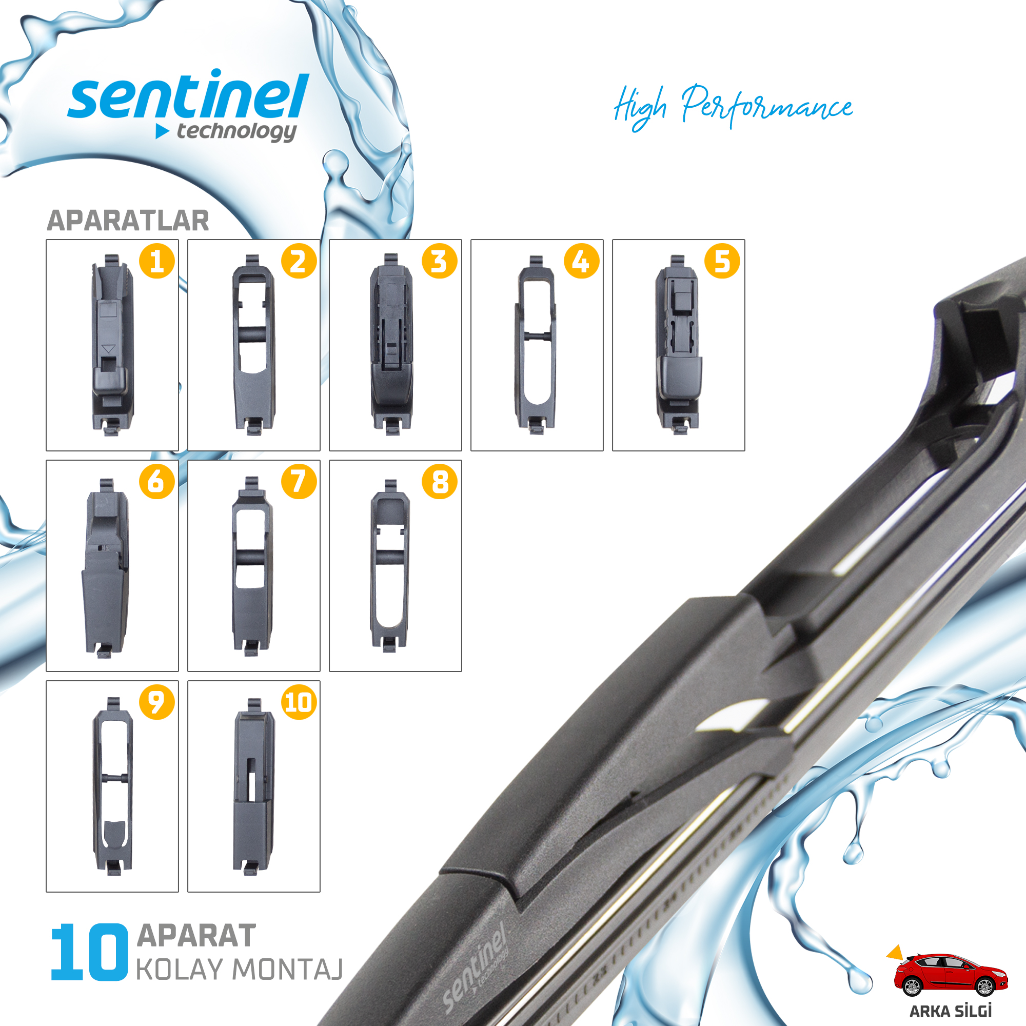 Sentinel Universal Aparatlı Araba Arka Silecek - 230mm / 1 Adet - Arka Silecek