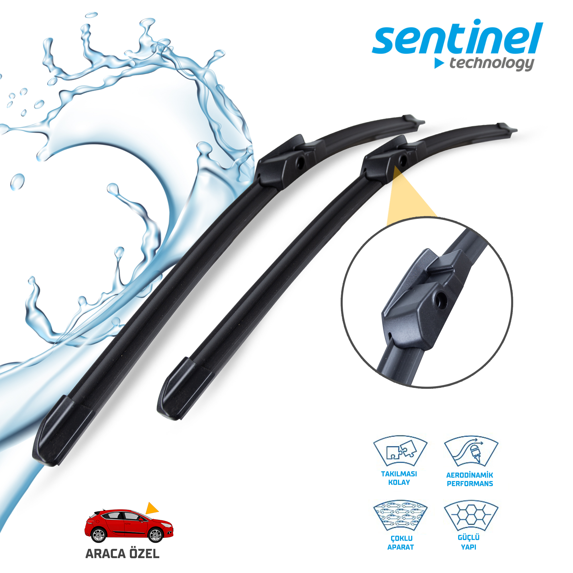Sentinel Ön Silecek Takım - BMW 7 Seri̇ 2008 >> / 650mm 450mm - Araca Özel Ön Silecek TAKIM