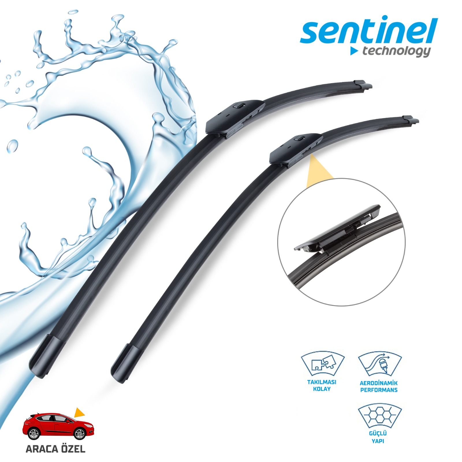 BİRLEŞTİRİLDİ - Sentinel ÖN Silecek Takım / NISSAN QASHQAI 2014>, X-TRAIL 2014>RENAULT KADJAR 2015>, HONDA CRV 2006> / 650mm