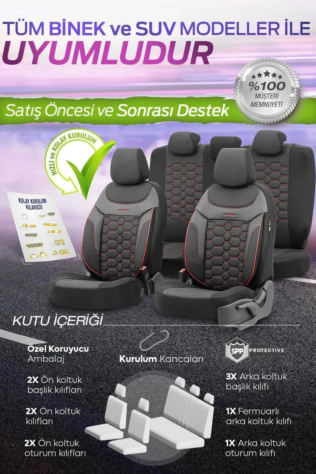 OTOM Carbon Jakar Oto Koltuk Kılıfı - Binek - Görsel 8