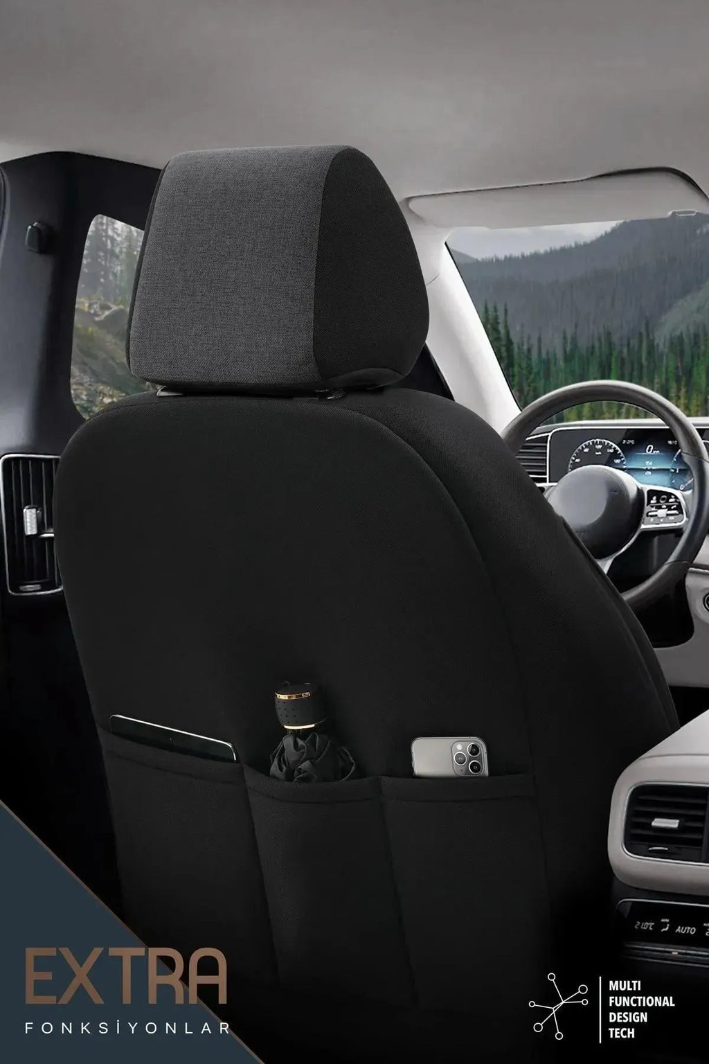 OTOM Voyager Boyun Yastıklı Oto Koltuk Kılıfı - Binek - Görsel 8