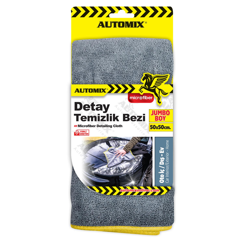 Automix Mikrofiber Detay Havlusu 50x50 cm - Gri - Mikrofiber Bez