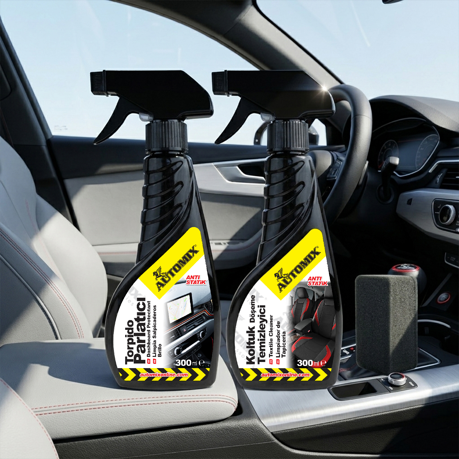 Automix Araç İçi 2li Temizlik Seti / Torpido Parlatıcı ve Koltuk Temizleyici 300ML + 300ML - Torpido Bakım Sütü