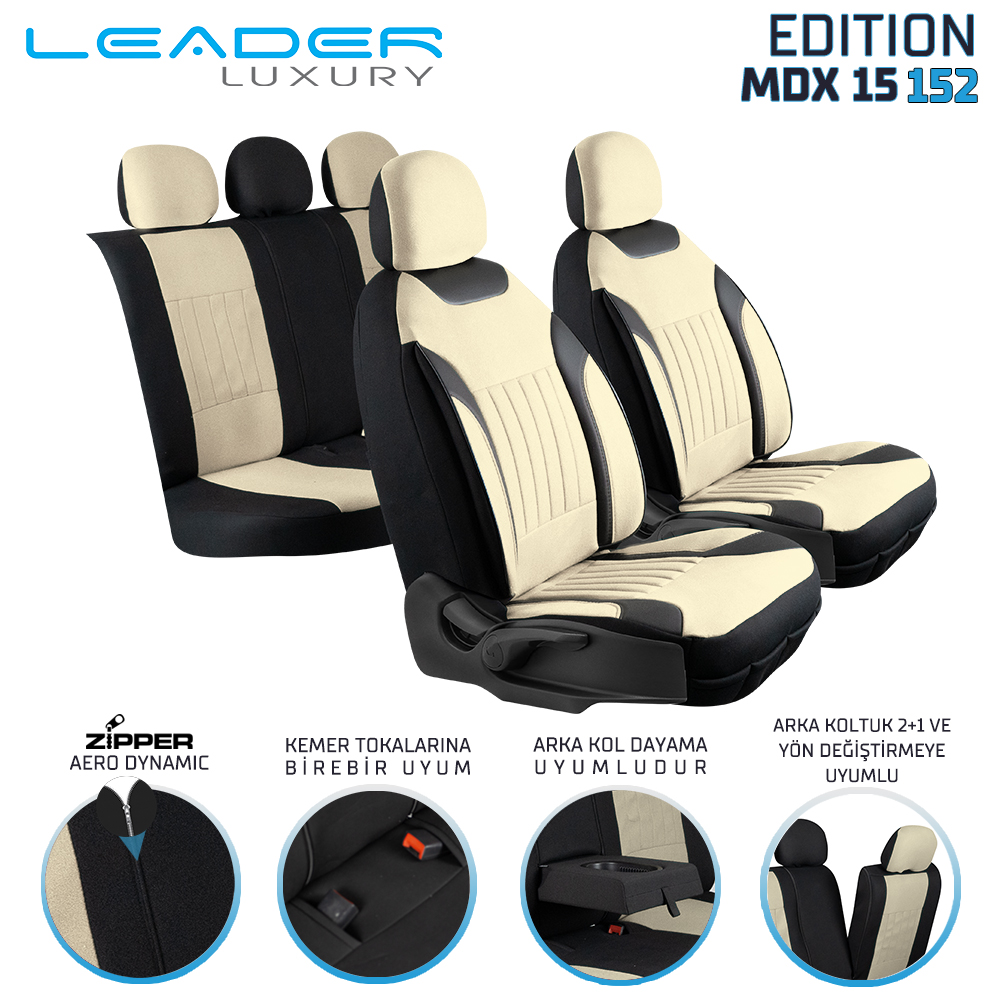 Leader Edition / Tay Tüyü Fermuarlı / Universal Oto Koltuk Kılıfı - Binek - Görsel 5