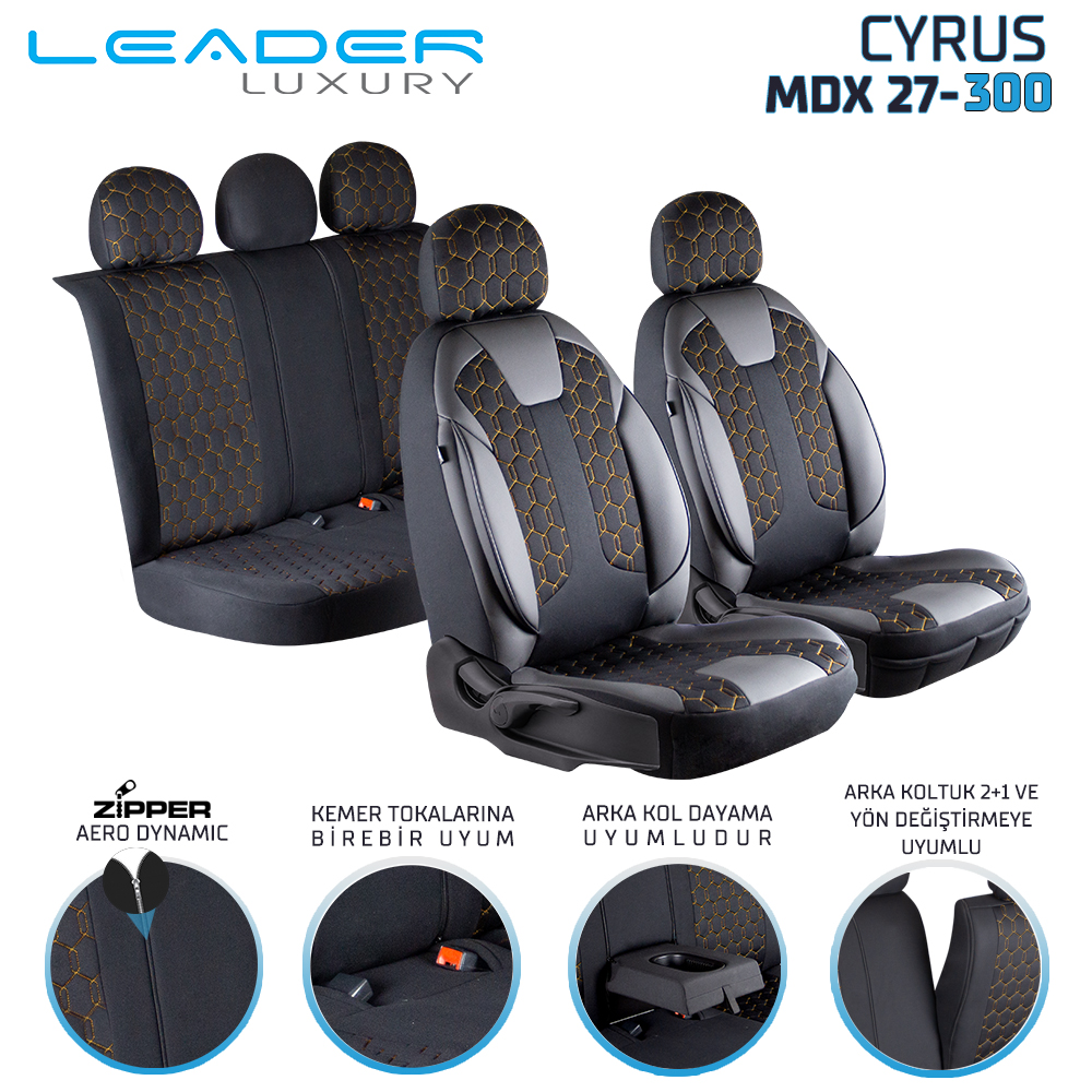 Leader Cyrus Fermuarlı / Universal Oto Koltuk Kılıfı / TİCARİ - Ticari - Görsel 5