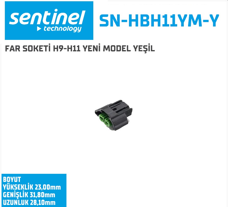 Sentinel FAR SOKETİ H9-H11 YENİ MODEL YEŞİL / 1 Adet - Far Soketi