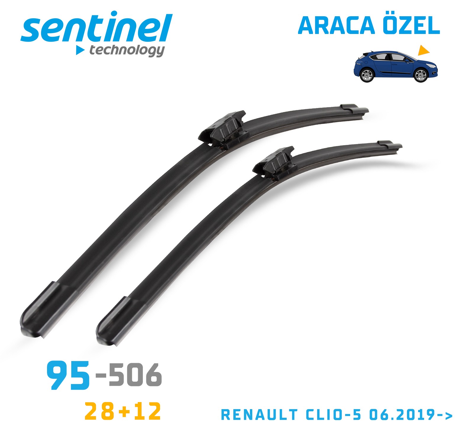Sentinel ÖN Silecek Takım - Renault Clio5 / 06.2019-> / 700mm 300mm - Araca Özel Ön Silecek TAKIM