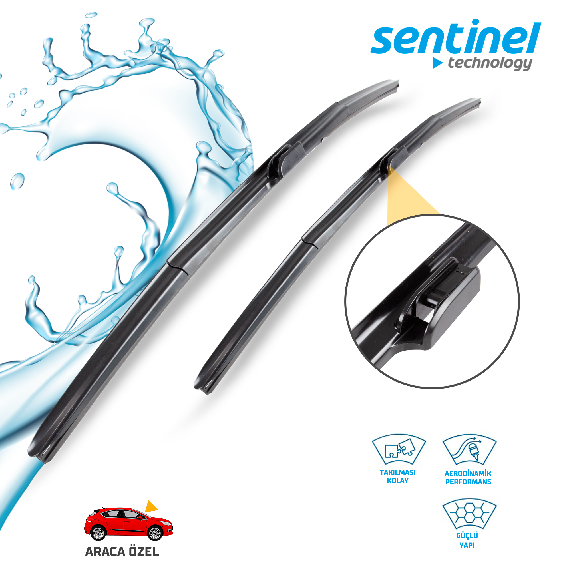 Sentinel Ön Silecek Takım - Nissan Qashqai 2014> / 650mm 430mm - Araca Özel Ön Silecek TAKIM