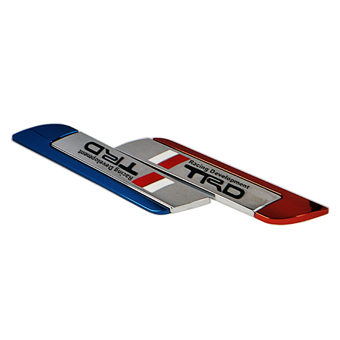 Metal Gümüş TRD Bıçak Model Oto Arma Sticker / 2 Adet Kırmızı - Arma & Sticker