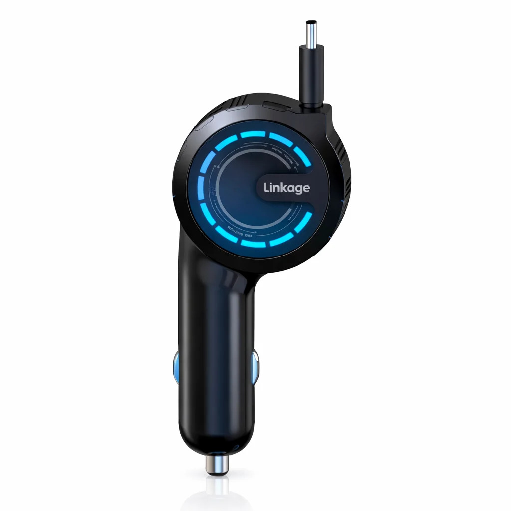Linkage LNC-04 60W 3A PD Hızlı Araç Şarjı Type-C Makaralı Kablo Araç İçi Şarj Soketi - Çakmaklık Şarj Aleti