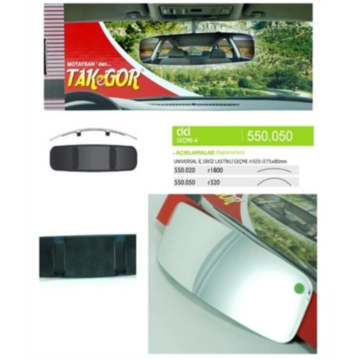 Takgör R350 Cici Geçme-4  Ayna 275 Mm X 80 Mm - Panaromik Ayna - Görsel 2