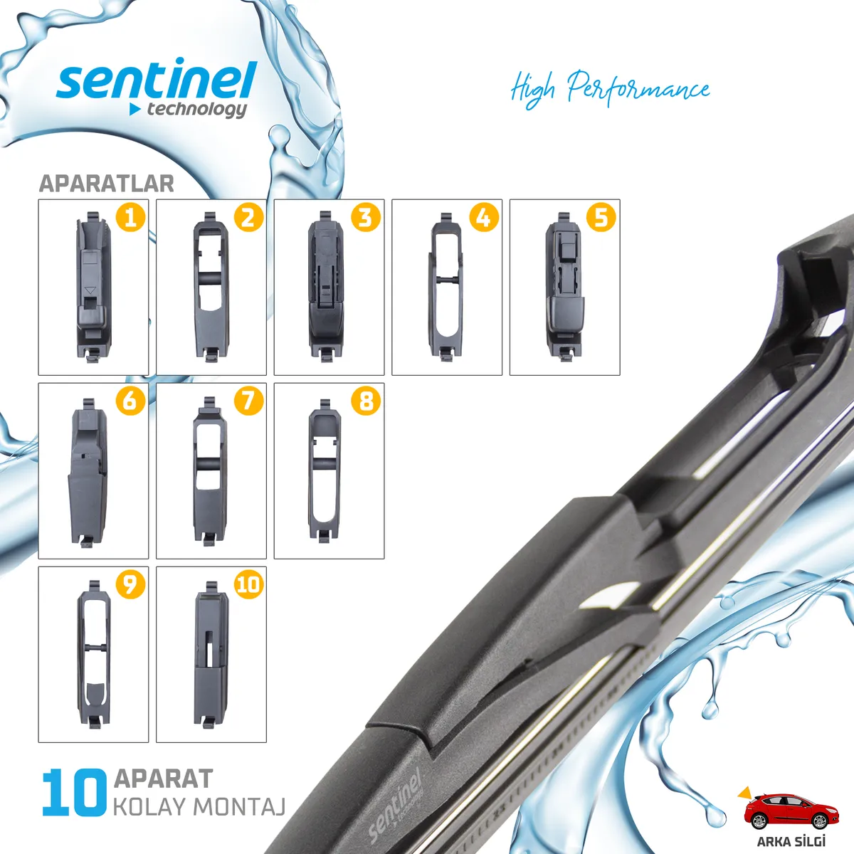 Sentinel Universal Aparatlı Araba Arka Silecek - 350mm / 1 Adet - Arka Silecek