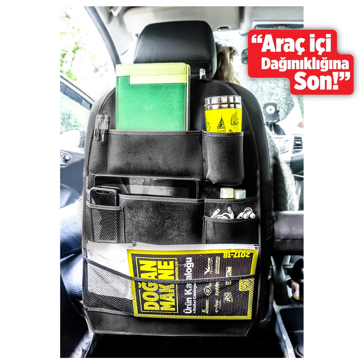Automix Süet Organizer Siyah 45X66 CM  / 1 Adet - Koltuk Arkası Organizer