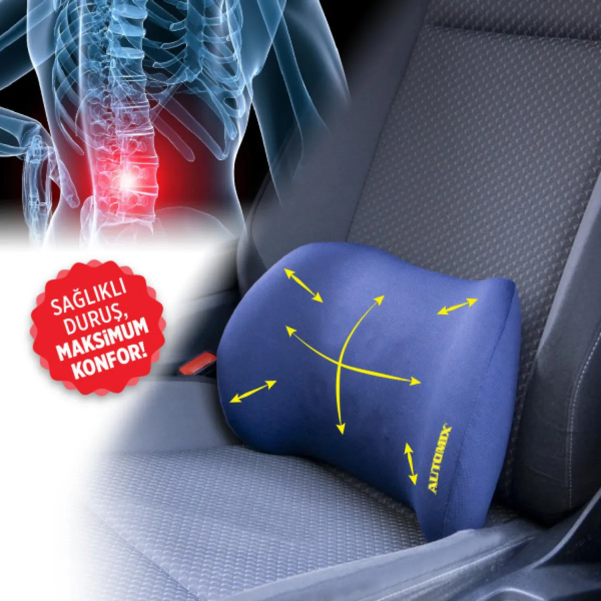 Automix Süper Grip Visko Bel Destek Yastığı - Bel Desteği