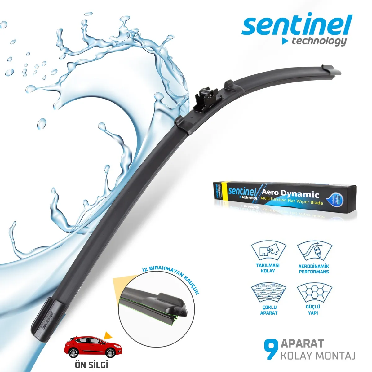 Sentinel Universal Aparatlı Muz Silecek Süpürgesi - 350mm / 1 Adet - Aparatlı Silecek