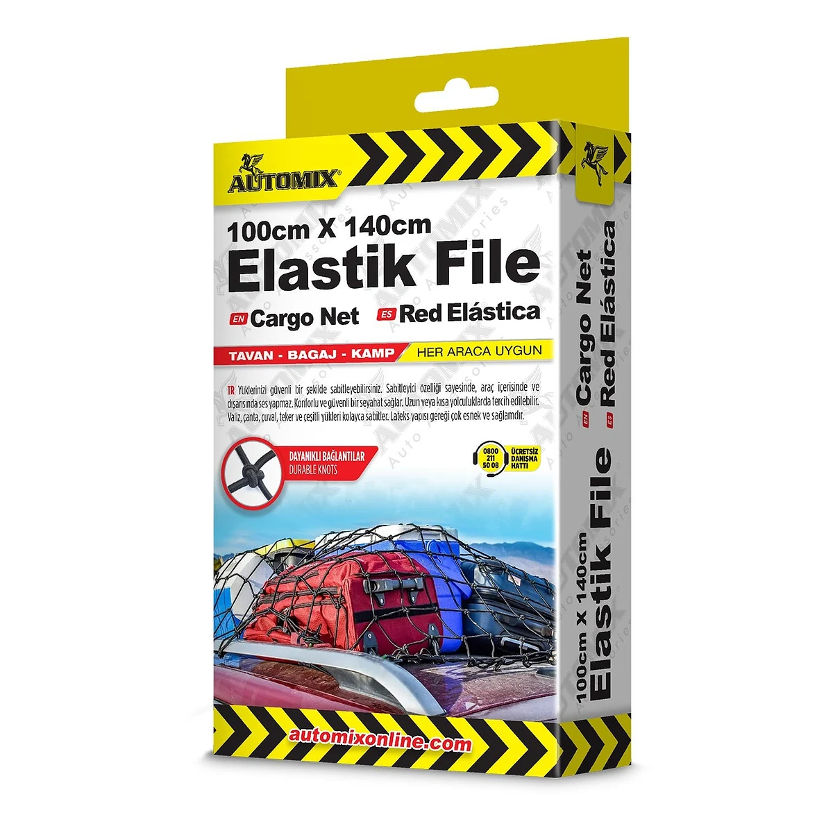 Automix Otomobil Bagaj Düzenleme ve Eşya Sabitleme Seti - Kaymaz Çanta + Genişleyen File - Bagaj Lastiği