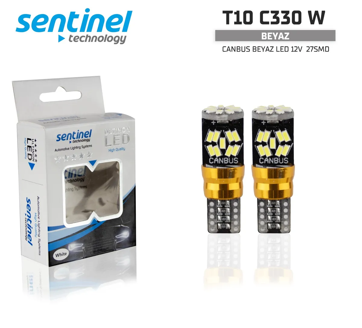 Canbus  Beyaz Led T10 / 12v 27 Smd   - 2 Adet - Park LED