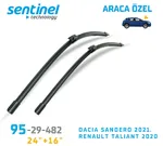 Sentinel ÖN Silecek Takım - Dacia Sandero 2021>>  / 600mm 410mm - Araca Özel Ön Silecek TAKIM