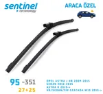 Sentinel ÖN Silecek Takım - Opel Astra K 2015>>> HB-Sedan-SW / 680mm 630mm - Araca Özel Ön Silecek TAKIM