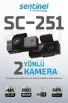 Senti̇nel Kayıt Ci̇hazı 4K 3.2" Ekran 2 Kameralı - Araç İçi Kamera
