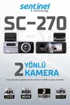 Senti̇nel Kayıt Ci̇hazı 4k 3.2" Dokunmati̇k Ekran 2 Kameralı - Araç İçi Kamera