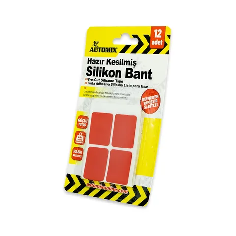 Automix Kare Hazır Kesilmiş 12Li Silikon Çift Taraflı Bant - Çift Taraflı Bant