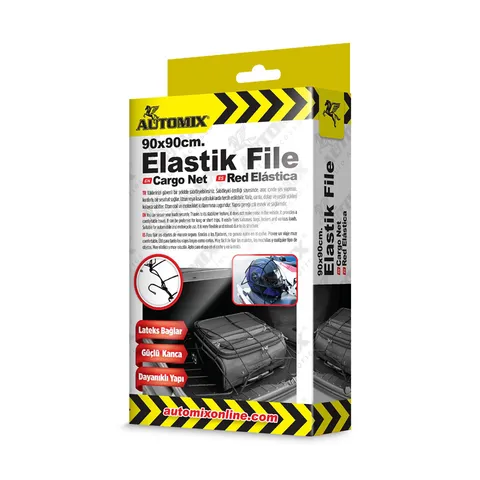 Automix Genişleyebilir Elastik Bagaj Filesi 40x40 cm (90x90 cm'ye Genişler) Siyah - Bagaj Lastiği