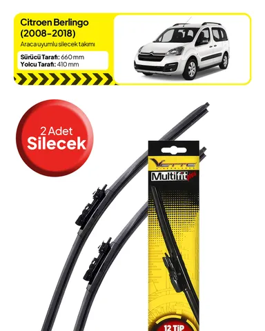 Vette Multifit Citroen Berlingo Ön Silecek Takımı (2008-2018) - Araca Özel Ön Silecek TAKIM