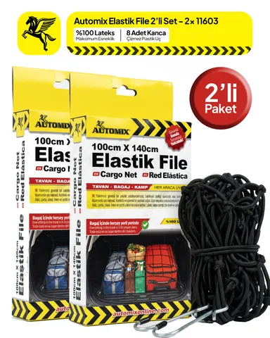 Automix Elastik Bagaj Filesi 100x140 Cm - İkili Paket - Bagaj Lastiği