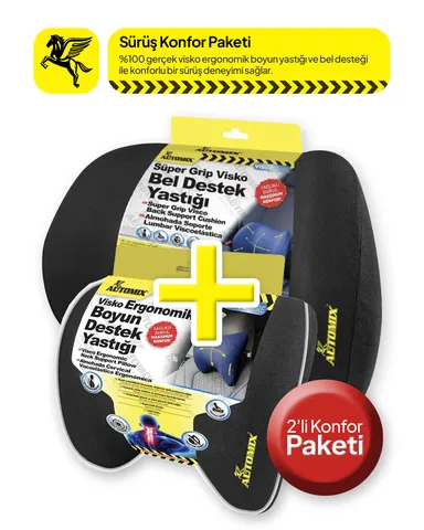 Automix Süper Grip Visko Bel Desteği ve Visko Boyun Yastığı - Sürüş Konfor Paketi - Bel Desteği