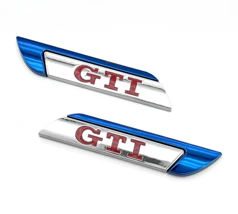 Metal Gümüş GTI Bıçak Model Oto Arma Sticker / 2 Adet Mavi - Arma & Sticker
