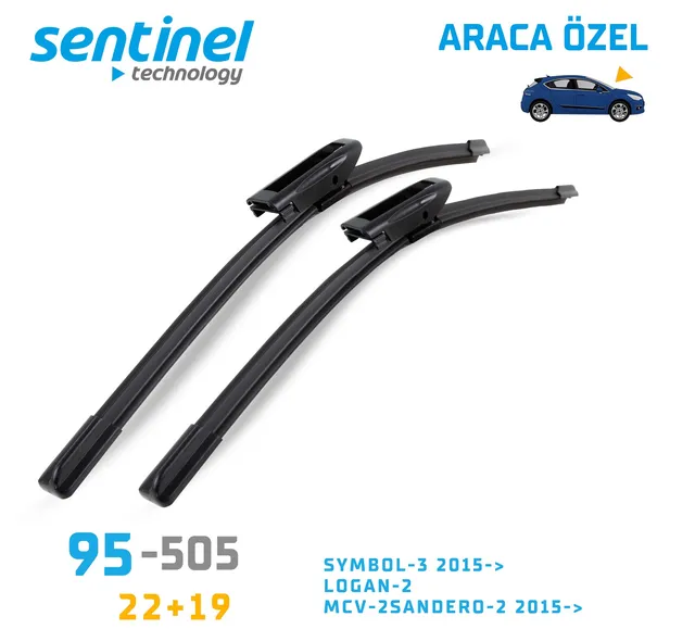 Sentinel ÖN Silecek Takım - Symbol-3 2015>>> / Logan-2 / MCV-2 / Sandero-2 2015>>> / 550mm 480mm - Araca Özel Ön Si - Görsel 2