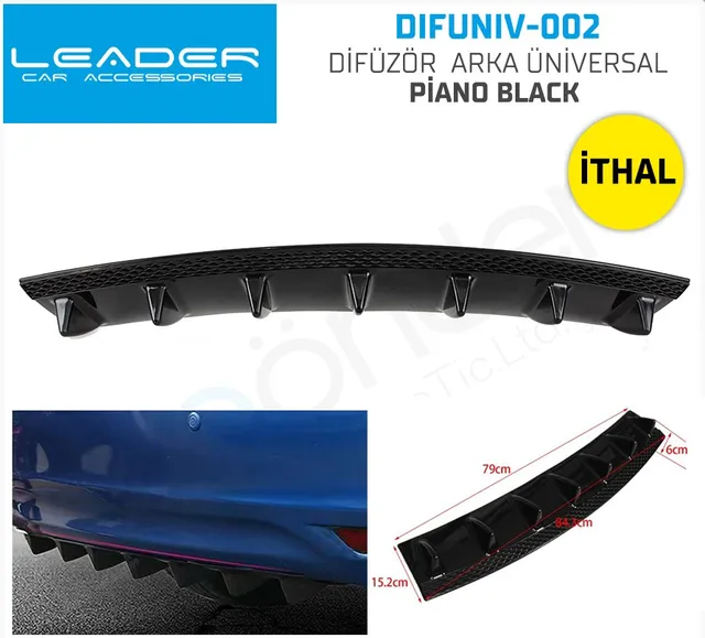 Difüzör Arka Üniversal Piano Black İthal - Difüzör