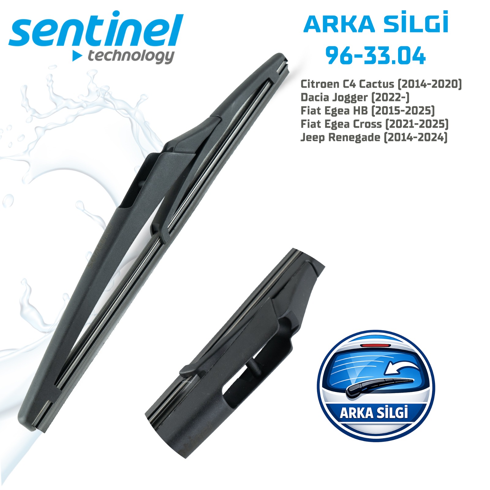 Sentinel Arka Silgi Fiat Egea HB 15>, Cross 21>, Citroen C4 Cactus (14-20). Dacia Jogger 22> Jeep renegade 14-24 / 240mm - Ar