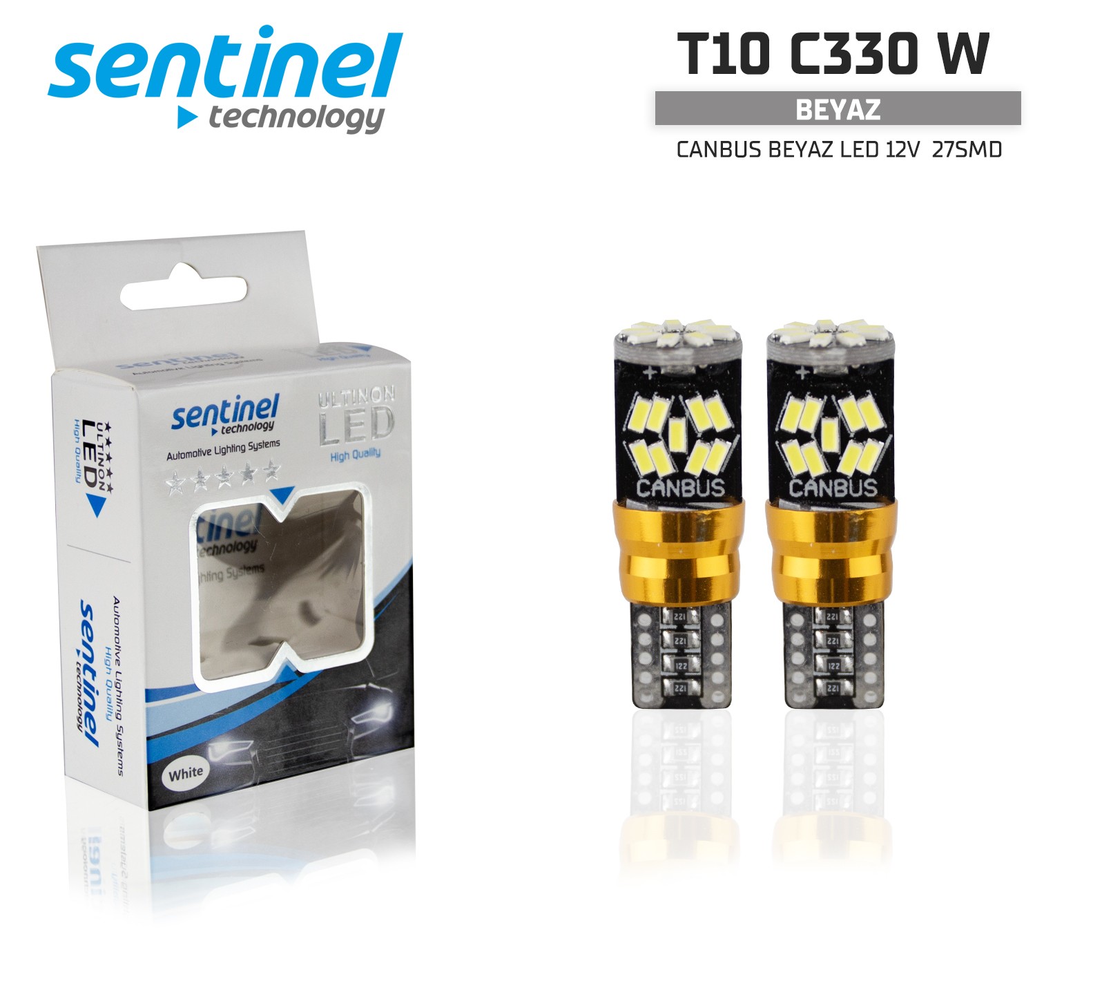 Canbus  Beyaz Led T10 / 12v 27 Smd   - 2 Adet - Park LED
