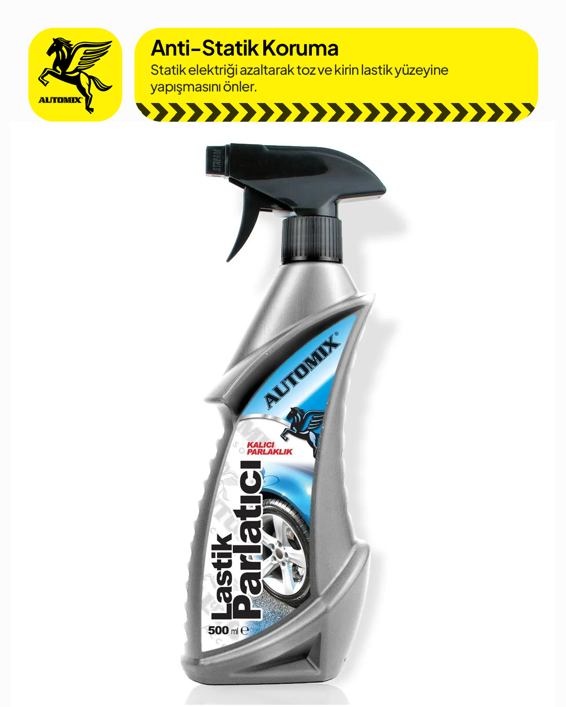 Automix Antistatik Lastik Parlatıcı Sprey 500 ml Toz Tutmaz Uzun Süreli Parlaklık - Lastik Parlatıcı