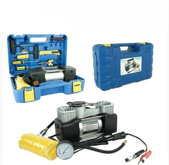 Hava Kompresörü Çift Piston 12V Çakmak Fişli ve Akü Bağlantılı - Kompresör