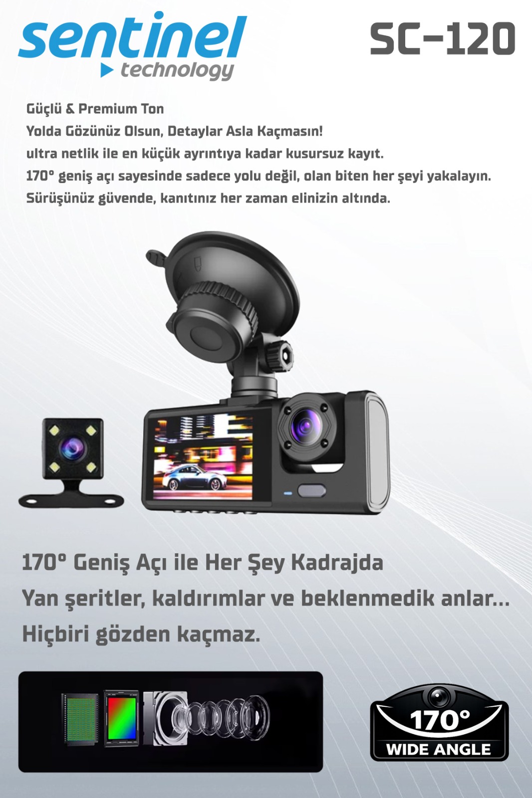 Senti̇nel Kayıt Ci̇hazı 3 Kameralı - Araç İçi Kamera